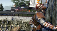 Presso una fortezza assediata, i samurai all'attacco tentano un'audace scalata delle mura.
