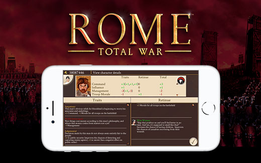 Profondeurs insoupçonnées – Avec ROME: Total War pour iPhone, les infos des personnages sont à portée de main