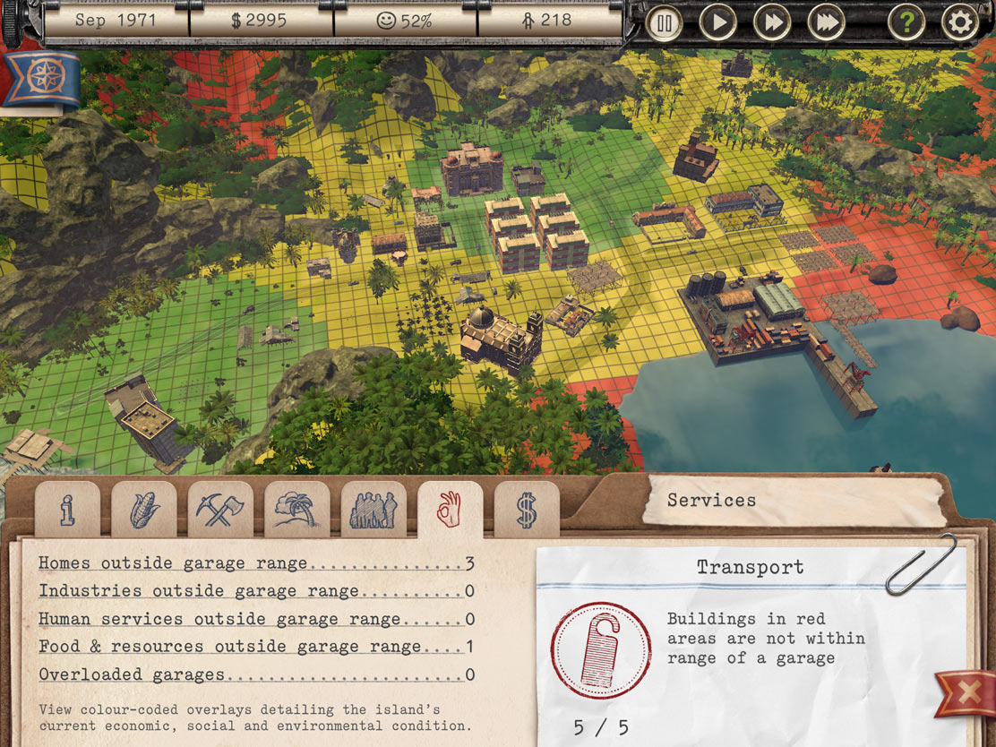 Illuminating overlays in Tropico for iPad — Your island at a glance