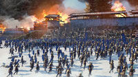La neige peut faire obstacle même aux plus redoutables des guerriers, avantageusement pour eux, ces samouraïs sont parvenus à percer une brèche dans les murs de la forteresse.