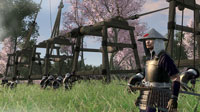 El asediado clan Ashikaga custodia sus catapultas de largo alcance.  