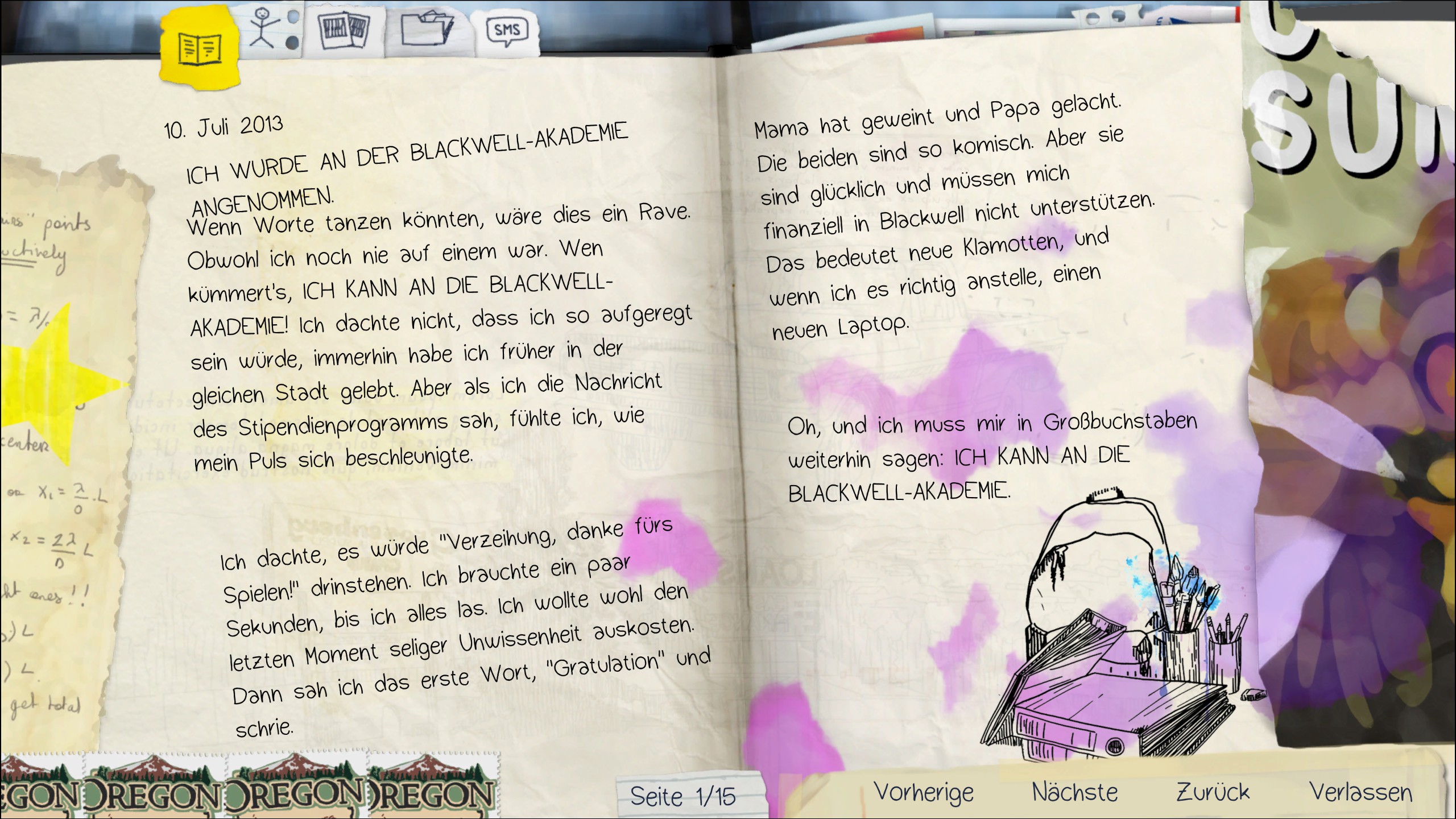 Image of the journal menu