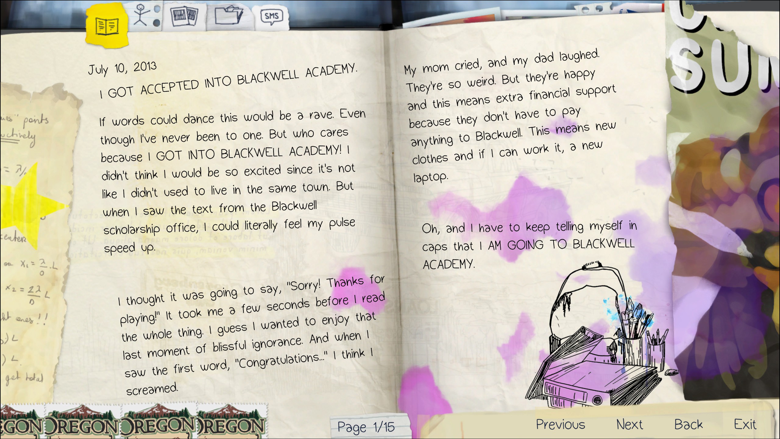 Image of the journal menu