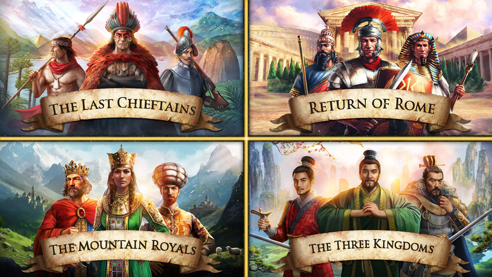 <strong>MORE WORLDS TO CONQUER</strong> <span>A wide range of paid DLC unlocks further campaigns and new civilisations, from China’s Three Kingdoms to pre-European South America.</span>
