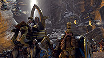 Atop his Throne of Power, High King Thorgrim Grudgebearer leads his Dwarf armies into battle.